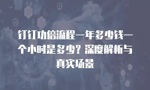 钉钉功倍流程一年多少钱一个小时是多少？深度解析与真实场景