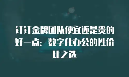 钉钉金牌团队便宜还是贵的好一点：数字化办公的性价比之选