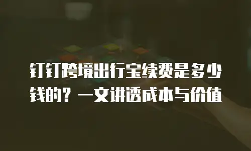 钉钉跨境出行宝续费是多少钱的？一文讲透成本与价值