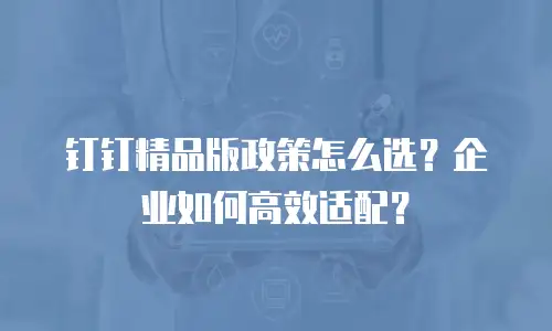 钉钉精品版政策怎么选？企业如何高效适配？