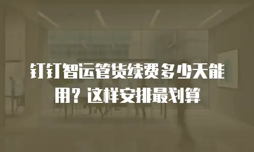 钉钉智运管货续费多少天能用？这样安排最划算