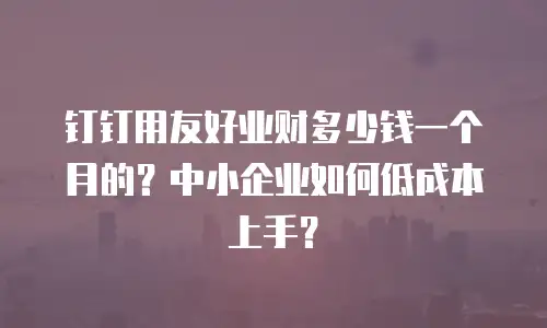 钉钉用友好业财多少钱一个月的？中小企业如何低成本上手？