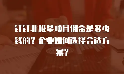 钉钉北极星项目佣金是多少钱的？企业如何选择合适方案？