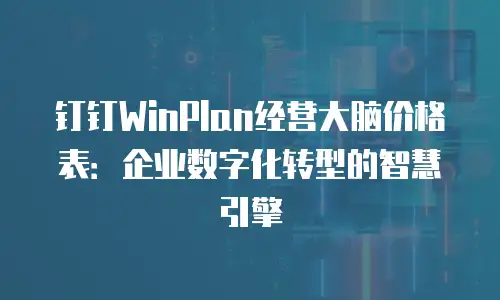 钉钉WinPlan经营大脑价格表：企业数字化转型的智慧引擎