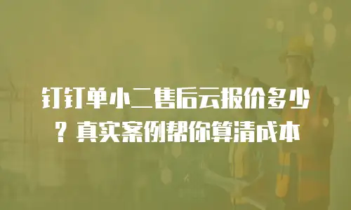钉钉单小二售后云报价多少？真实案例帮你算清成本