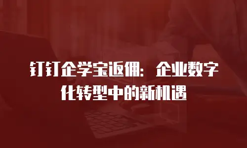 钉钉企学宝返佣：企业数字化转型中的新机遇