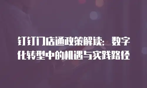 钉钉门店通政策解读：数字化转型中的机遇与实践路径