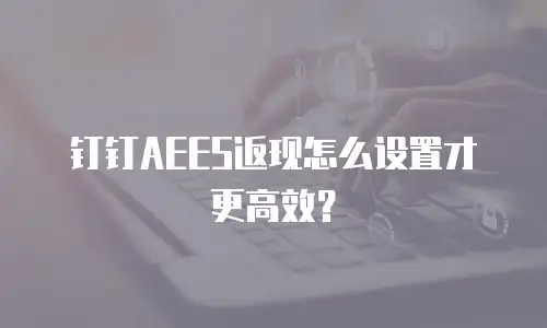 钉钉AEES返现怎么设置才更高效？