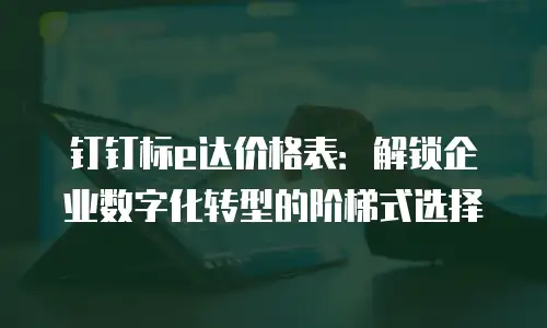 钉钉标e达价格表：解锁企业数字化转型的阶梯式选择