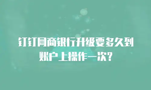 钉钉网商银行升级要多久到账户上操作一次？