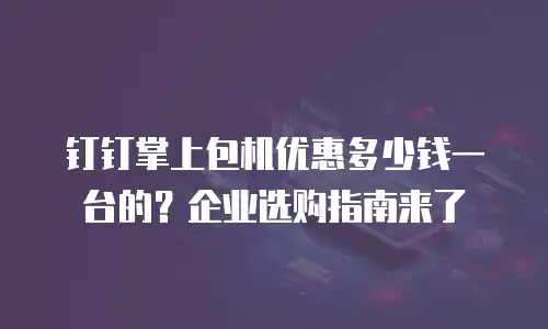 钉钉掌上包机优惠多少钱一台的？企业选购指南来了