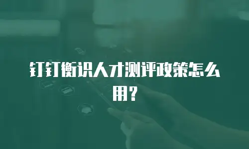 钉钉衡识人才测评政策怎么用？