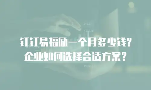 钉钉易福励一个月多少钱？企业如何选择合适方案？