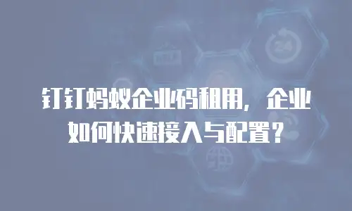 钉钉蚂蚁企业码租用，企业如何快速接入与配置？