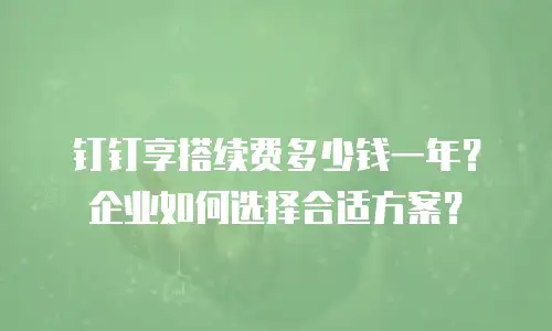 钉钉享搭续费多少钱一年？企业如何选择合适方案？
