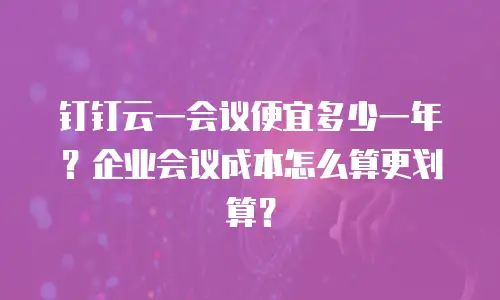 钉钉云一会议便宜多少一年？企业会议成本怎么算更划算？