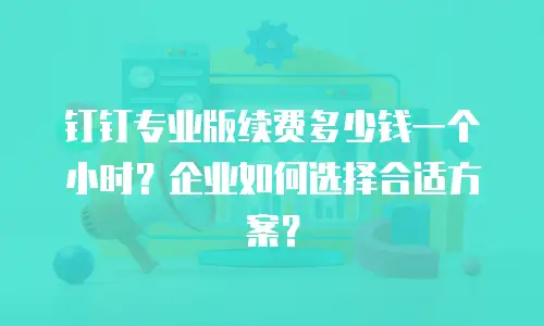 钉钉专业版续费多少钱一个小时？企业如何选择合适方案？