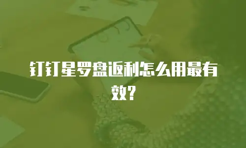 钉钉星罗盘返利怎么用最有效？