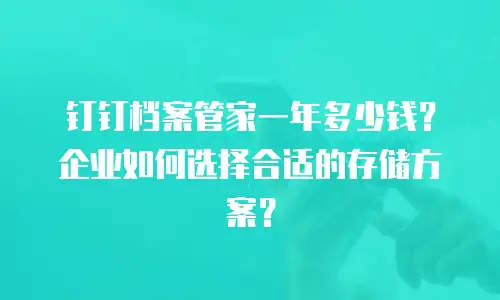 钉钉档案管家一年多少钱？企业如何选择合适的存储方案？
