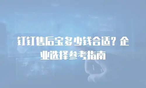 钉钉售后宝多少钱合适？企业选择参考指南