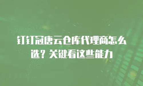 钉钉冠唐云仓库代理商怎么选？关键看这些能力