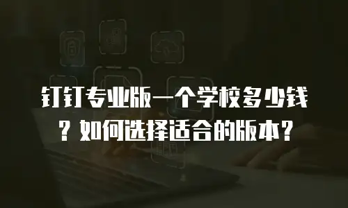钉钉专业版一个学校多少钱？如何选择适合的版本？