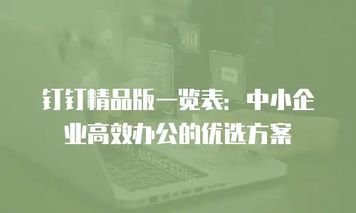钉钉精品版一览表：中小企业高效办公的优选方案