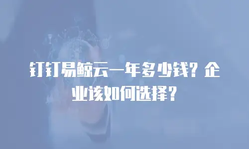 钉钉易鲸云一年多少钱？企业该如何选择？