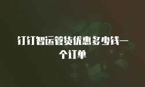 钉钉智运管货优惠多少钱一个订单
