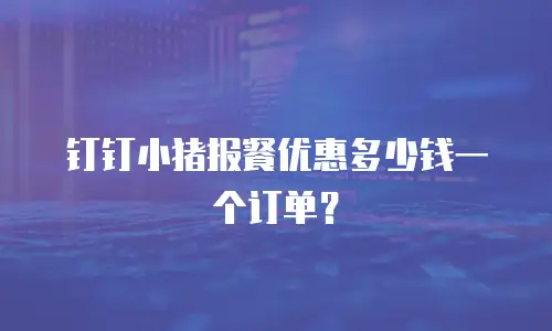 钉钉小猪报餐优惠多少钱一个订单？