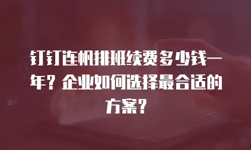 钉钉连帆排班续费多少钱一年？企业如何选择最合适的方案？