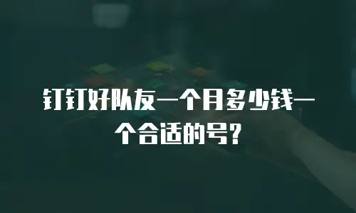钉钉好队友一个月多少钱一个合适的号？