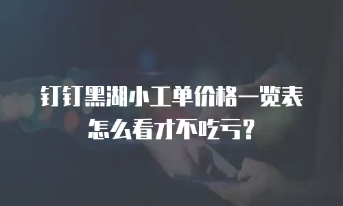 钉钉黑湖小工单价格一览表怎么看才不吃亏？