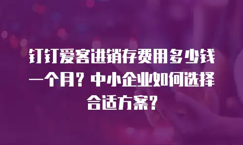 钉钉爱客进销存费用多少钱一个月？中小企业如何选择合适方案？