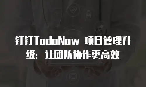 钉钉TodoNow 项目管理升级：让团队协作更高效