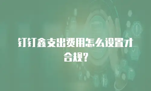 钉钉鑫支出费用怎么设置才合规？