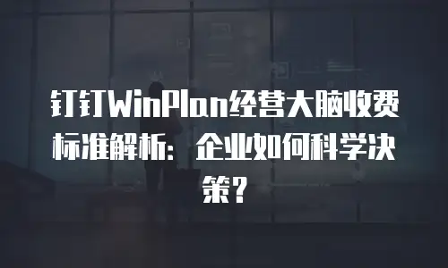 钉钉WinPlan经营大脑收费标准解析：企业如何科学决策？