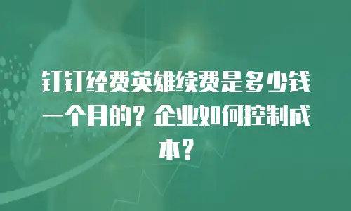 钉钉经费英雄续费是多少钱一个月的？企业如何控制成本？