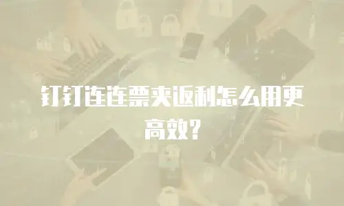 钉钉连连票夹返利怎么用更高效？