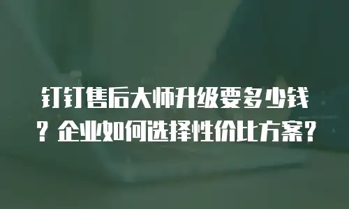 钉钉售后大师升级要多少钱？企业如何选择性价比方案？
