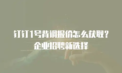 钉钉1号背调报价怎么获取？企业招聘新选择