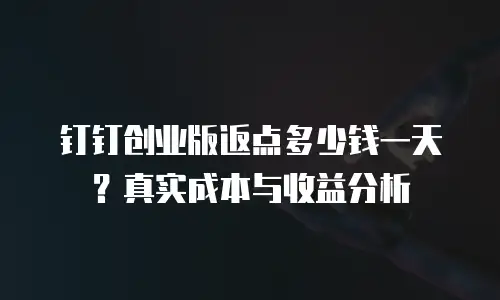 钉钉创业版返点多少钱一天？真实成本与收益分析