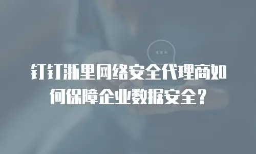 钉钉浙里网络安全代理商如何保障企业数据安全？
