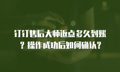 钉钉售后大师返点多久到账？操作成功后如何确认？