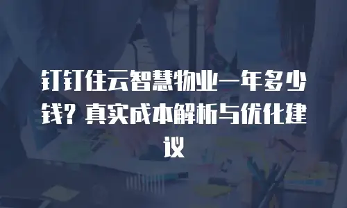 钉钉住云智慧物业一年多少钱？真实成本解析与优化建议