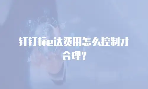 钉钉标e达费用怎么控制才合理？