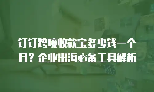 钉钉跨境收款宝多少钱一个月？企业出海必备工具解析