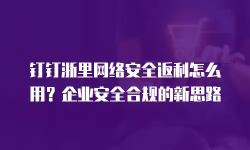 钉钉浙里网络安全返利怎么用？企业安全合规的新思路