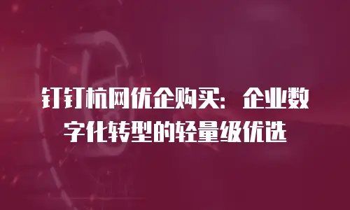 钉钉杭网优企购买：企业数字化转型的轻量级优选