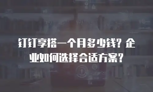 钉钉享搭一个月多少钱？企业如何选择合适方案？